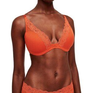 PASSIONATA by CHANTELLE Brooklyn Sunrise Orange Plunge T-Shirt Bra, Size 32C